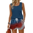 thumbnail image 2 of Iaqnaocc 2 Piece Sets for Women Independence Day American Flag Stars Striped Square Neck Sleeveless Tank Top and Drawstring Shorts Summer Outfits Beach Outfits for Women Dark Blue S, 2 of 6