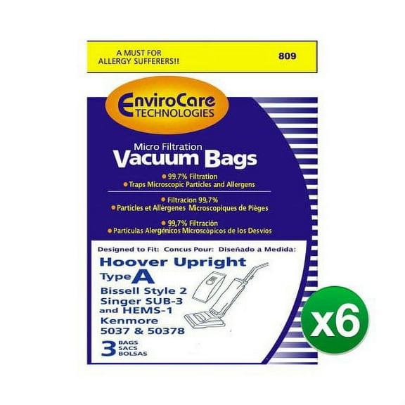 EnviroCare Replacement Vacuum Bag For 5037 / 809 / Style A (6 Pack)
