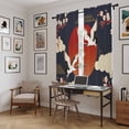 thumbnail image 5 of Japanese Style Kitchen Curtain for Berdoom Living Room Cafe 72 Inch Length, Modern Cranes Cherry Flower Wave Red Blue Tiers Curtains Light Filtering Drapes Window Treatment 2 Panels 52"Wx72"L, 5 of 8