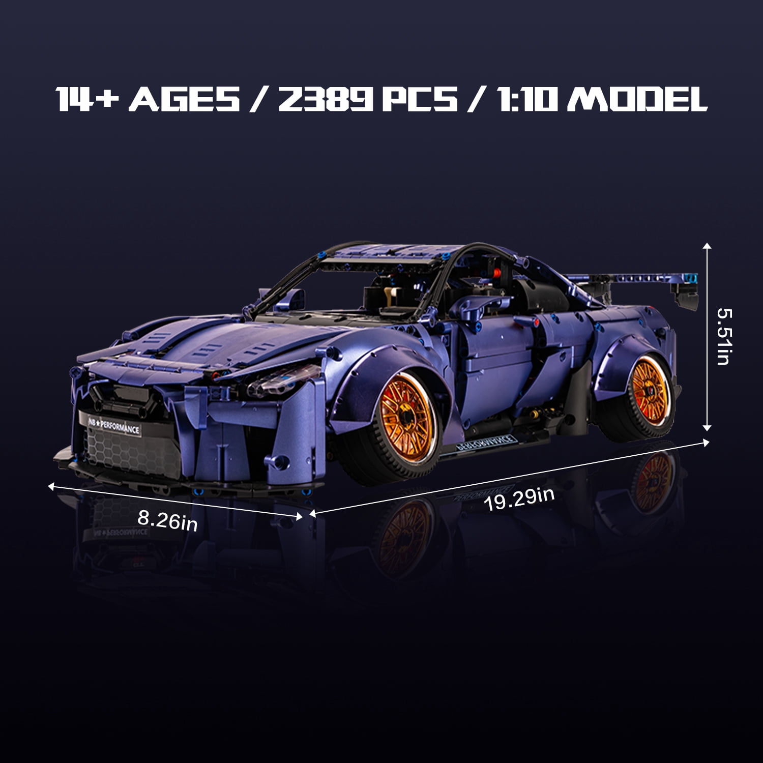 QOQ 1:10 Scale DIY Racing Car Building Blocks, Collectible Supercar Model Kit for Kids & Adults, Birthday Gift Toy (2389 PCS)