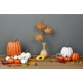 thumbnail image 2 of Artificial Pumpkins Set Harvest Decoration, 12pcs Assorted Size Orange and White Pumpkins with 50pcs Maple Leaves for Halloween Thanksgiving Autumn Festive Party Supplies, 2 of 5