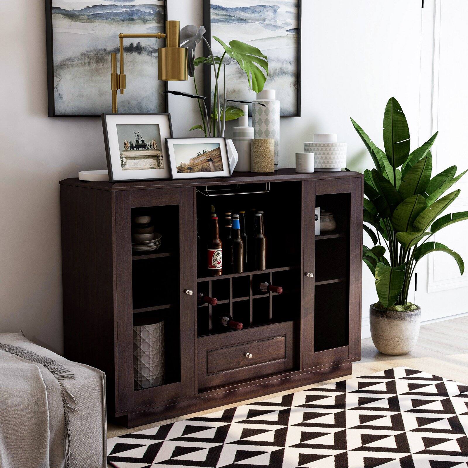 Espresso Enitial Lab Furniture of America Olympia Multi Storage Dining