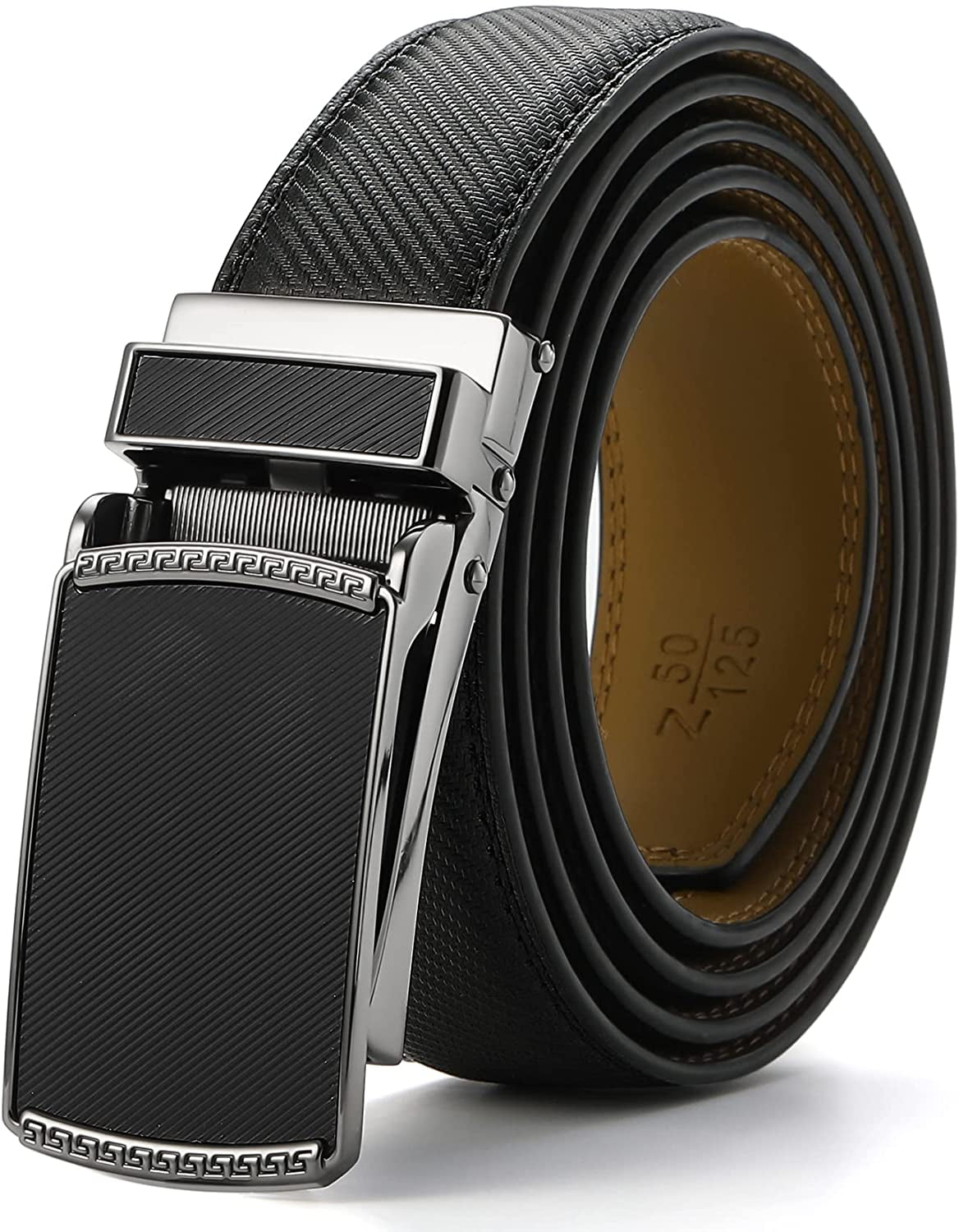 Nelbons Men's Leather Belt Fashion Buckle Ratchet Belt 30mm 1  1/8,replacement belt 