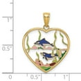 thumbnail image 2 of 14k Gold Dolphins In Love Heart Pendant Necklace With Enamel 28.93x22.9mm Wide 1.12mm Thick Pendant for Women, 2 of 2