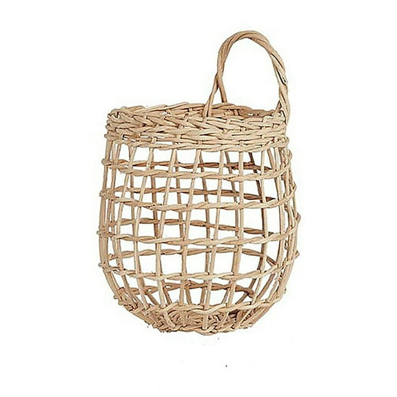 Set of 1 Hanging Wicker Baskets, Wall Mount Rattan Storage for Kitchen, Pantry for Onion, Garlic, Potato