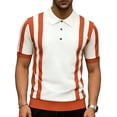 thumbnail image 5 of COSFO Knit Mens Polo Shirts Short Sleeve Casual Striped Shirt Golf Button Pullover Slim Fit Collared Tops, 5 of 5
