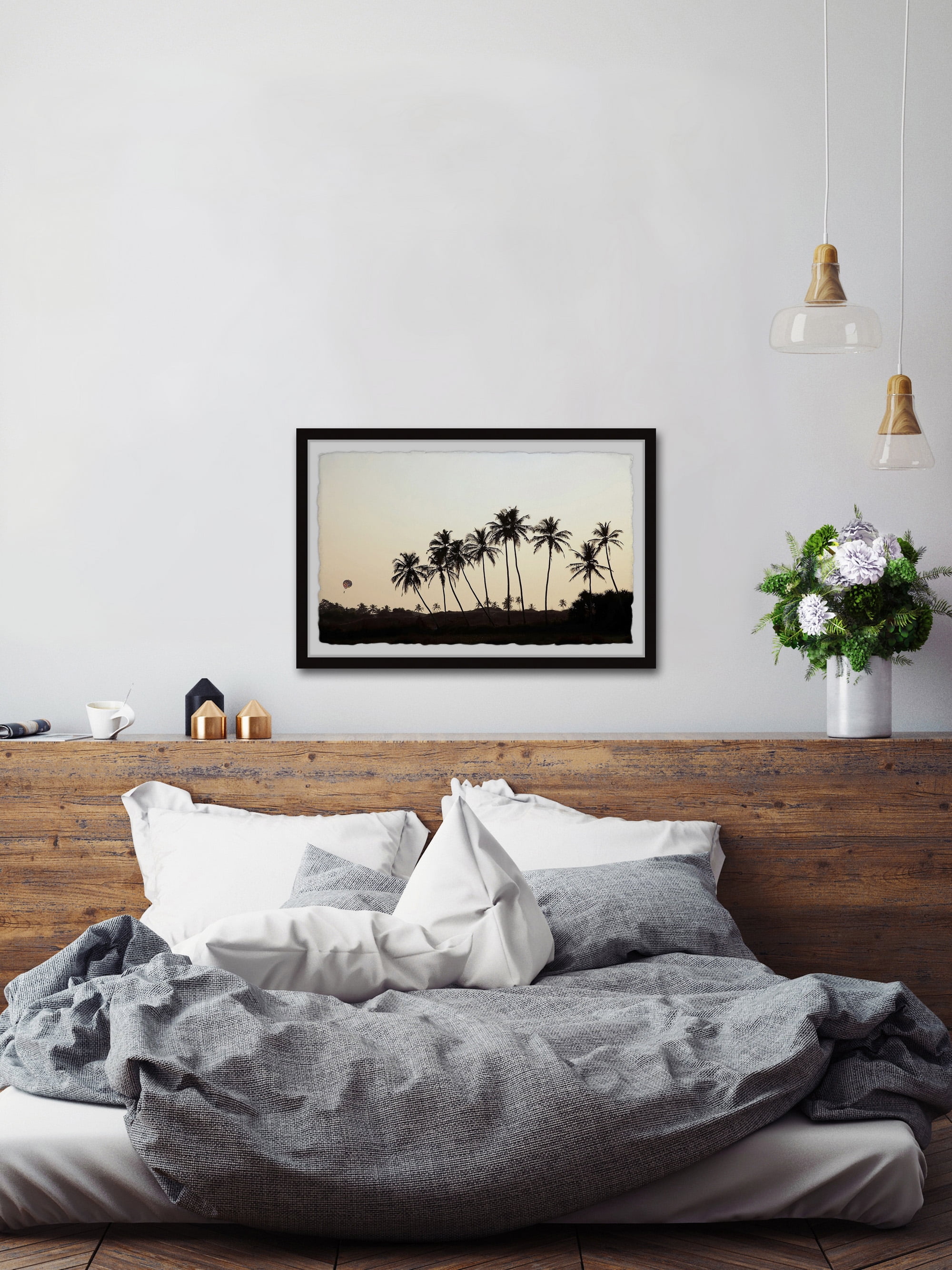 Marmont Hill Palm Trees Silhouette Framed Wall Art, 1.50" x 12.00"