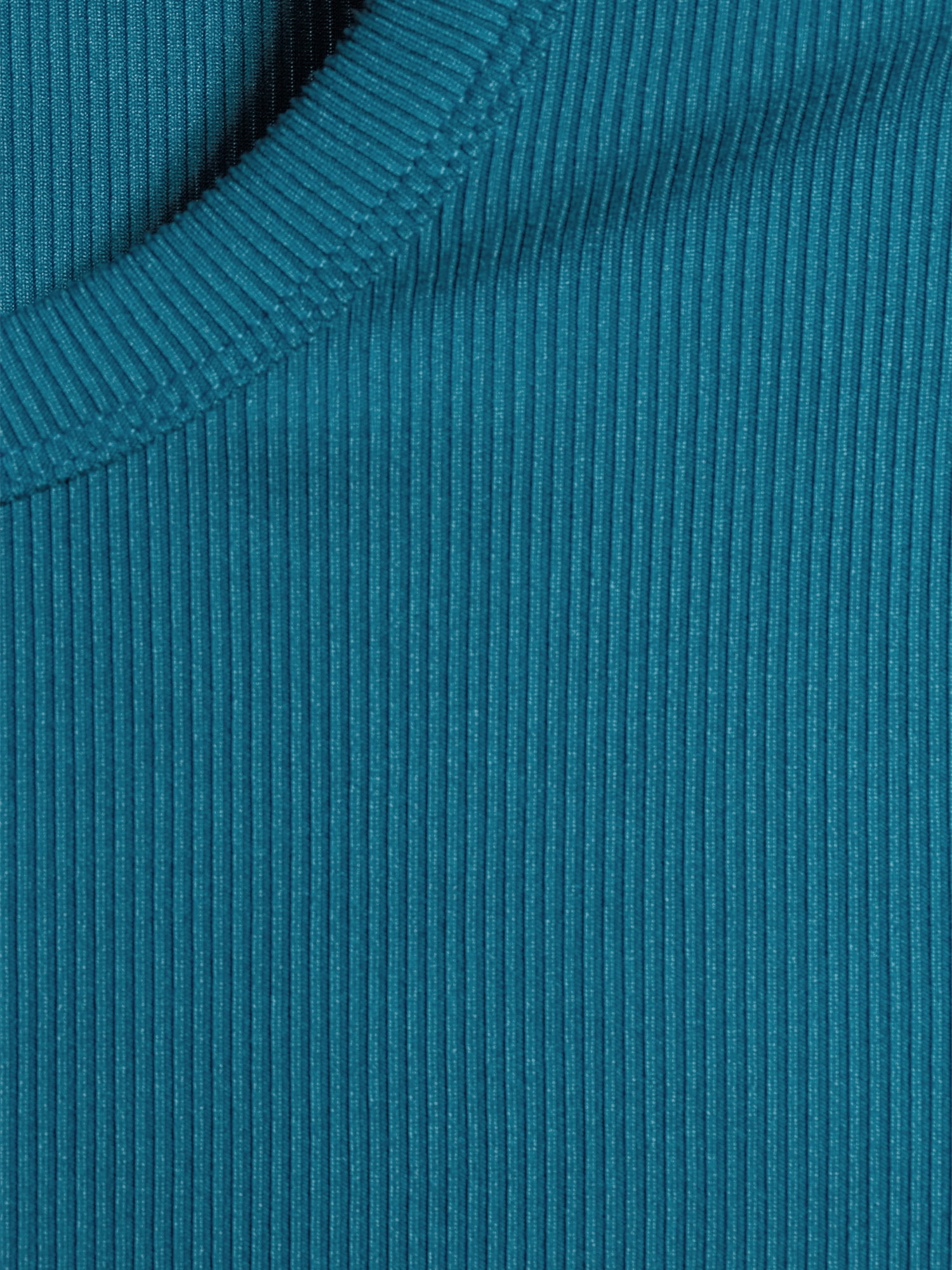 No Boundaries Ribbed Crewneck Tee with Long Sleeves, Women's