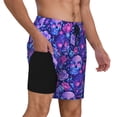 thumbnail image 2 of Rateoe blue Skull purple flower1 Pattern Men’s Swim Shorts with Compression Liner – Double-Layered Quick-Dry Swimwear, Comfortable & Stretchy Beach Shorts-3X-Large, 2 of 6