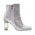 thumbnail image 2 of XYD Women Square Toe Rhinestone Ankle Boots Inner Side Zipper Crystal Chunky High Heels Fashion Dress Evening Booties Size 6.5 Silver, 2 of 4