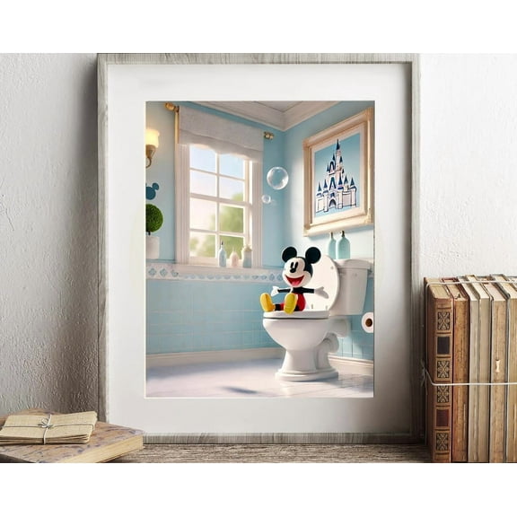 Kna Prints - 1 Pc Poster Disney Mickey Mouse Bathroom Wall Art, Mickey Bathroom Art, Fny Bathroom Print, Fny Bathroom Decor, Disney Bathroom Wall Art, Mickey Art, UNFRAMED-8x12