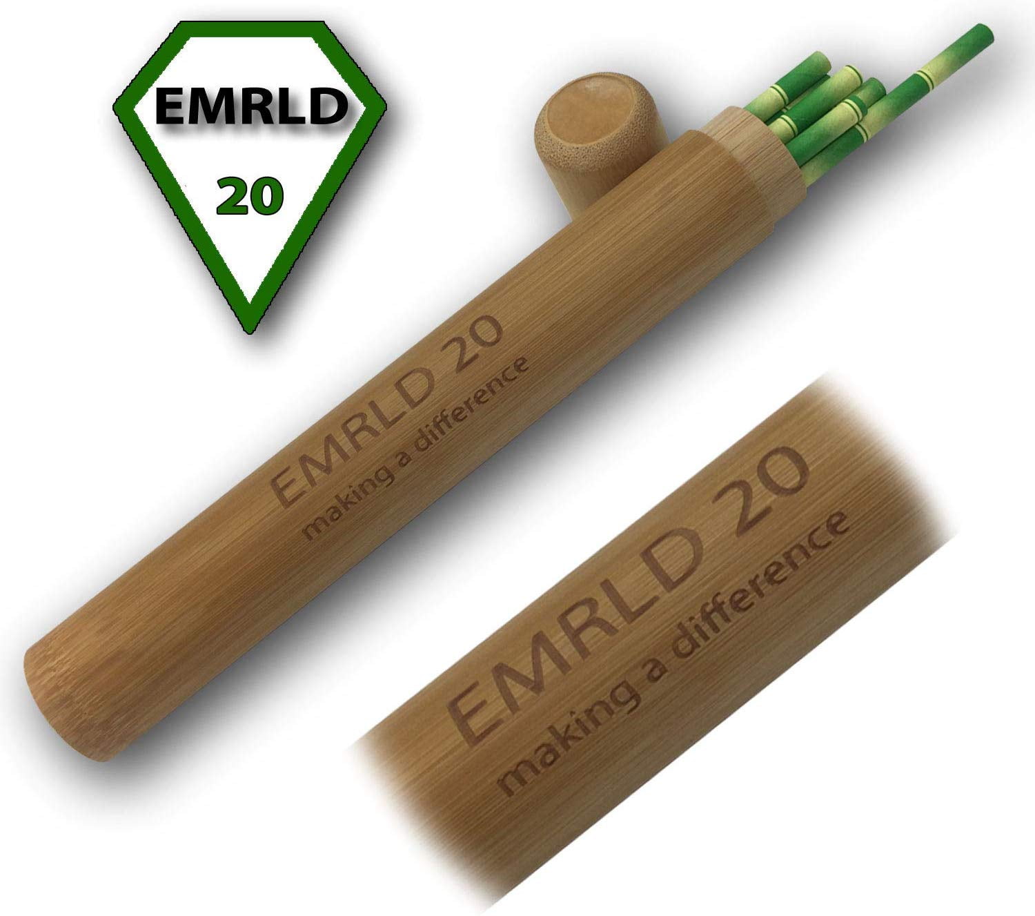 EMRLD Reusable Straw Case Securely Holds 10 Paper Straws, Reusable