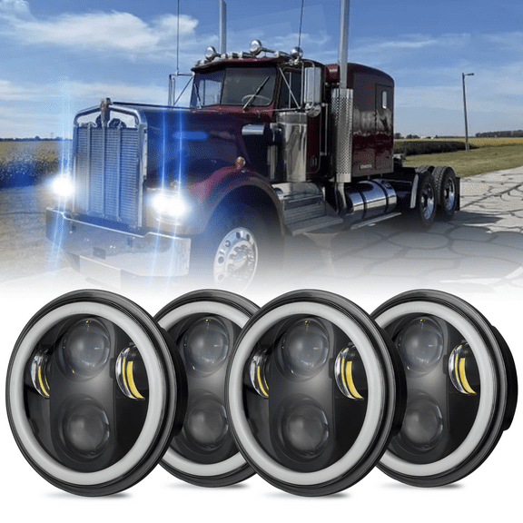 4PCS 5.75 5 3/4" LED Headlights for Kenworth W900/C500/K100/L700/T400 1981-1983 High Low Beam