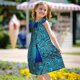 thumbnail image 5 of Balery Beautiful Blue Peacock Camisón de princesa para niñas, pijama de algodón con mangas abullonadas, suave y bonito.-Small, 5 of 6
