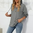 thumbnail image 5 of 50% off Clear!Sawvnm Women's Spring And Summer Hooded Striped Contrasting Splicing Long Sleeved Loose Sweatshirt Gifts Clearance, 5 of 9