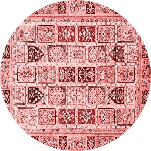 Ahgly Company Indoor Round Abstract Red Modern Area Rugs, 4' Round