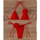 thumbnail image 4 of Bikini plateado con lentejuelas y espalda descubierta para mujer, traje de baño de manga corta entrecruzado, Top corto, bañador brillante, traje de baño plisado de cintura alta 2024, 4 of 5