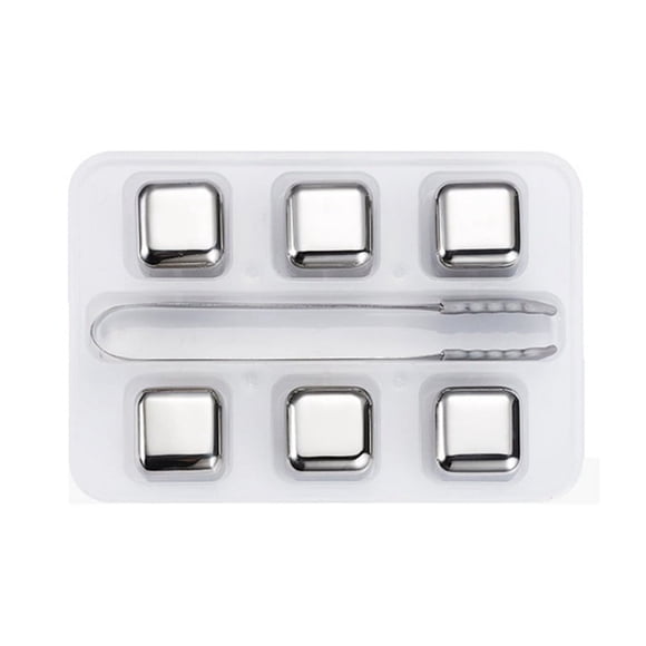 Juego de 6 cubitos de hielo de acero inoxidable reutilizables para enfriar whisky, vino y rocas