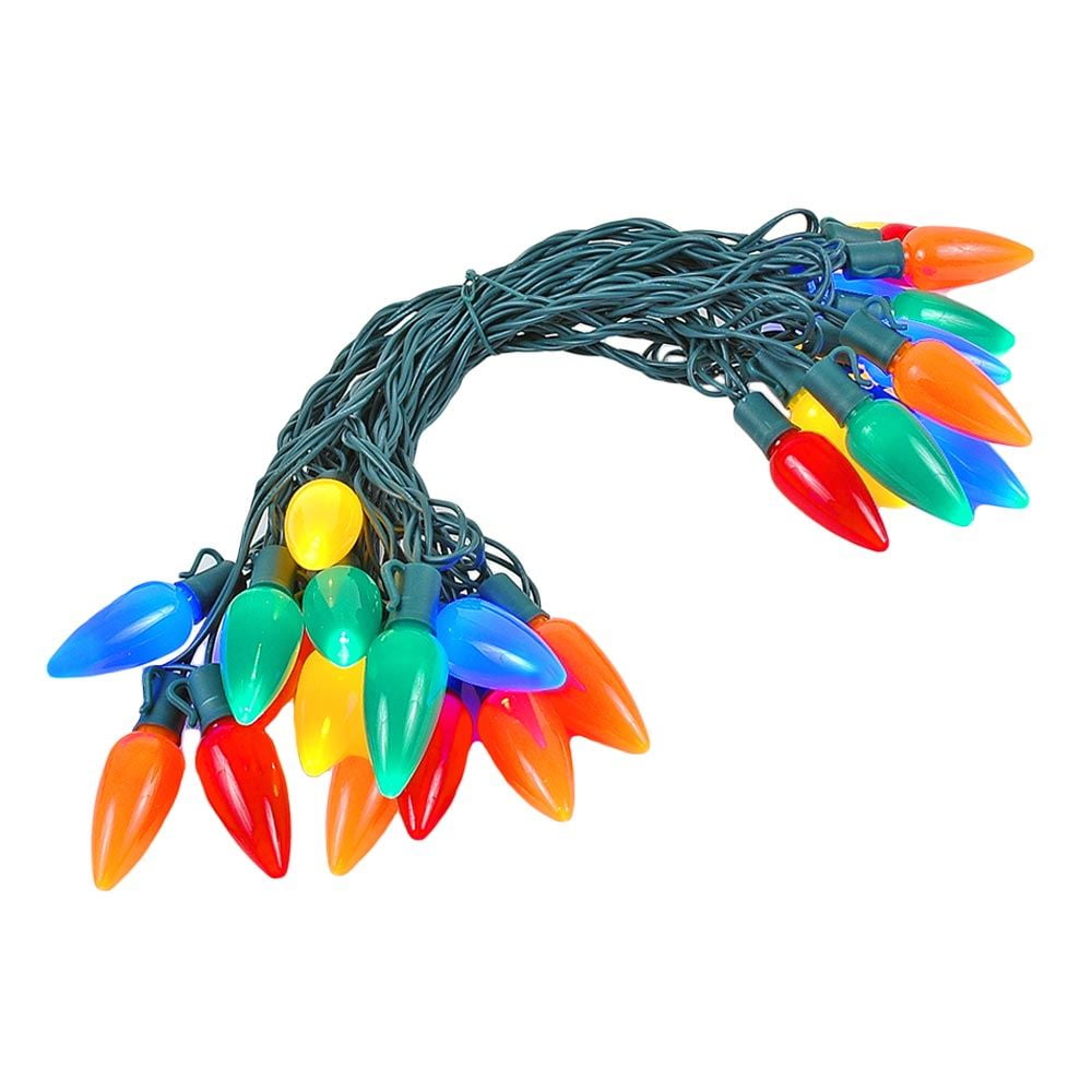 Novelty Lights LED Multi C9 Ceramic Outdoor Lighting, Green Wire (25 Bulbs, 120 V)