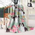 thumbnail image 2 of Shih Tzu Dog and Flower Floral Blanket,Comfortable Soft Flannel Throw Blanket,All Season,Warm Lightweight Blankets for Sofa Bed Couch Living Room Chair,60"x80"(150x200cm), 2 of 4