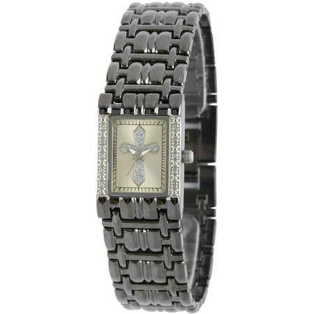 Women's Cross Rectangular Bracelet Watch, Black