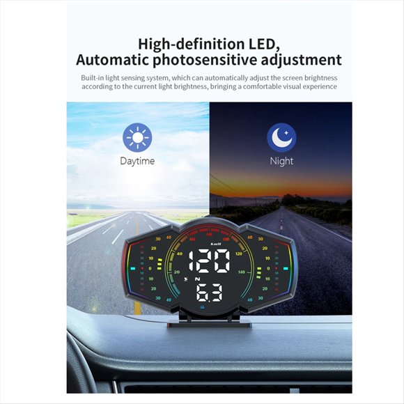 Velocímetro GPS para Automóvil, Pantalla Frontal, Alarma de Velocidad, Brújula HUD, Medidor Electrónico de y MPH para Todos los Vehículos