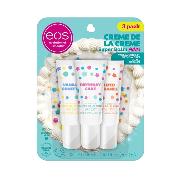 Bálsamo labial eos 24H Moisture Super Balm Minis de 5 ml, paquete de 3