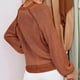 thumbnail image 4 of Jersey con cuello en V, Top de punto, moda, transpirable, manga larga, suéter suelto de punto para mujer, Café XL, 4 of 6