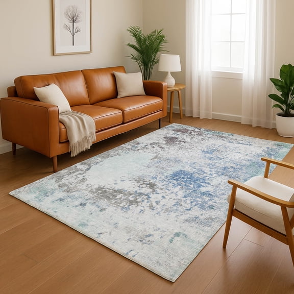 Addison Rugs Mayfield Premium Machine Washable Transitional Abstract Turquoise Rectangle Rug, 10' X 14' Machine Washable Transitional Abstract Turquoise Oversized Sherpa Throw Blanket
