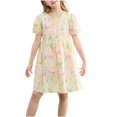 thumbnail image 1 of zbxnLI Robe Fille 2-16T Imprimé Dessin Animé Robe d'Été Manches Courtes Décontractée pour Grandes et Petites Filles, 1 of 3