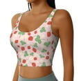 thumbnail image 2 of Fotbe Strawberry And Flowers Pattern Womens' Sports Bra Longline Wirefree Padded with Medium Support Sports Moisture-Wicking Workou Vest,Tank Top-, 2 of 9