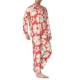 thumbnail image 2 of Honeii Beige Flowers Pattern Mens Pajamas Set,2pcs Men's Lounge Long Sleeve Sleep Shirt and Pajama Bottoms Sleepwear Set,Mens Pjs Sets-Large, 2 of 7