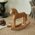 thumbnail image 6 of 2pcs Nordic Style Wooden Rocking Horse Tabletop Decor - Cute Pine Horse Craft Ornament, Minimalist Figurine, Home Office Desk Shelf Decor Gift for Spring Festival Party Supplies, 3*6*8in, Brown, 6 of 8