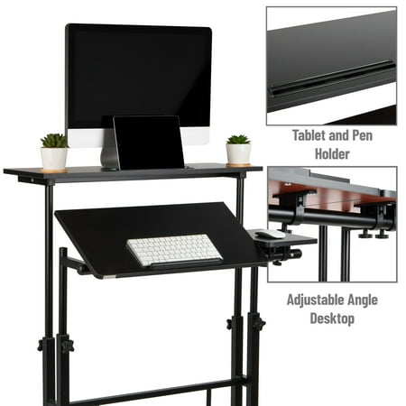 Mind Reader - 2 Tier Sit and Stand Desk XL - Black