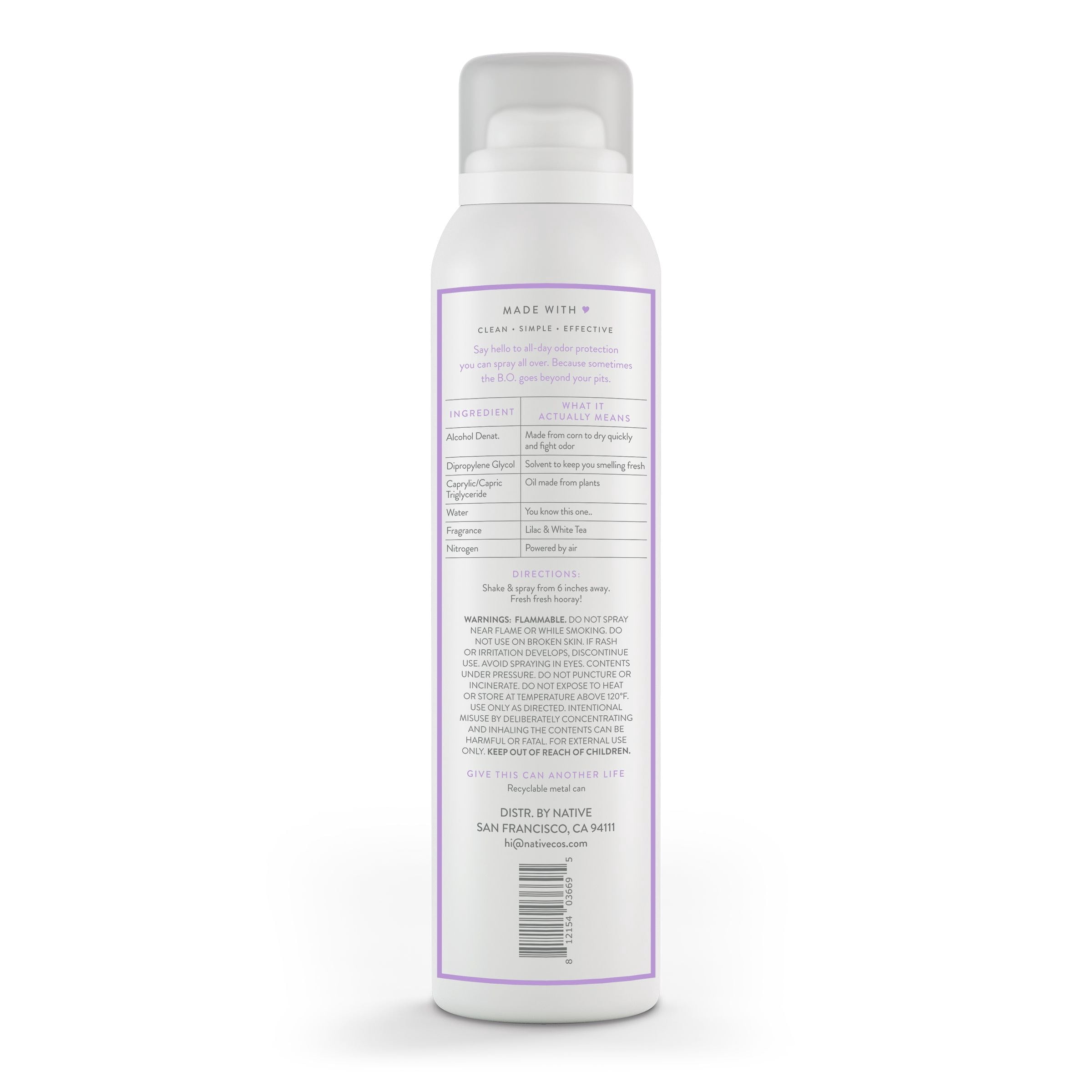 (2 pack) Native Deodorant and Body Spray, Lilac & White Tea, Aluminum-Free, for Women and Men, 3.5 oz