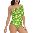 thumbnail image 3 of Sikiie Daisies Flowers Print Women One Piece Swimsuits Tummy Control One Shoulder Bathing Suits Ruffle Swimwear, From S to XXL-XX-Large, 3 of 6