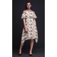 thumbnail image 4 of Bimba White Bird Print Womens Chic Style Cold Shoulder Shift Dress Summer Tunic - Small, 4 of 6