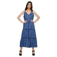 thumbnail image 1 of Moomaya Robe Longue Maxi pour Femmes en Coton Imprimé à Bretelles Spaghetti et Col en V, 1 of 6