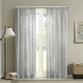 thumbnail image 2 of Madison Park Diamond Sheer Window Curtain Panel for Adult Living Room, 50"x95" Elegant Grey, 2 of 5