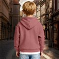 thumbnail image 5 of GiLiling Kids Waffle Hoodie - Boys Girls Solid Color Quarter Zip Long Sleeve Drawstring Hooded Sweatshirt with Pocket (Brick Red, 14-15 Years), 5 of 8