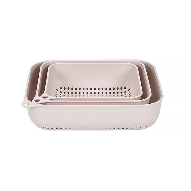 Ounissouiy Escurridor de verduras de 3 uds PP, escurridor de almacenamiento de frutas de cocina, cesta de almacenamiento colgante multifuncional Organizadores de utensilios de cocina albaricoque