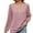 Pink, variant on Womens Spring Summer Chiffon Blouses Long Sleeve Lace Patch V Neck Casual Loose Solid Color Blouse Tunic Tops White