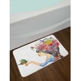 thumbnail image 2 of Floral Bath Mat, Colorful Spring Flowers Leaves with a Long Haired Woman Butterfly Artwork Image, Non-Slip Plush Mat Bathroom Kitchen Laundry Room Decor, 29.5 X 17.5 Inches, Multicolor, Ambesonne, 2 of 2