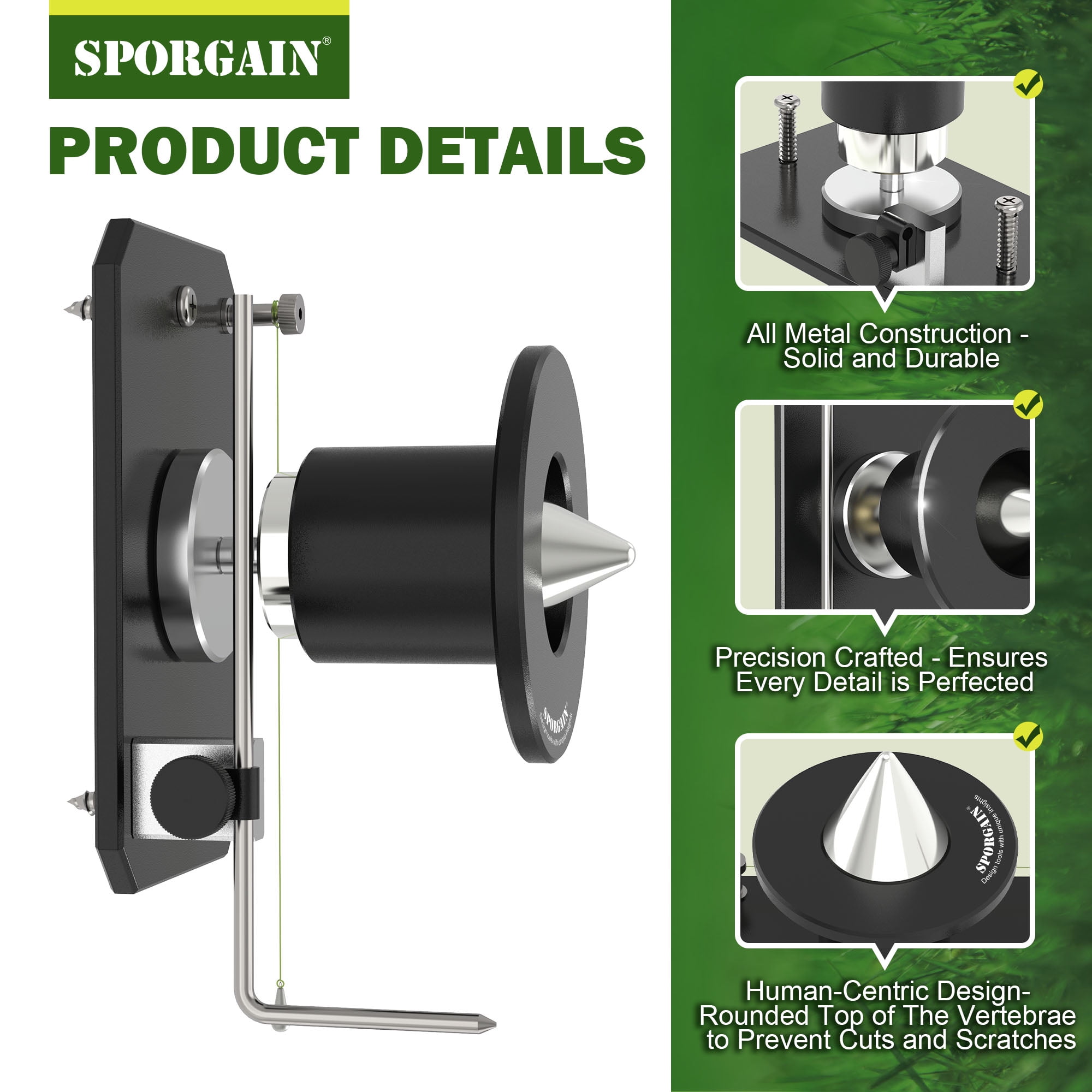 Magnetic High Precision Lawn Mower Blade Balancer - Wall Mounted for Easy Balancing, Durable Black Finish