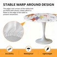thumbnail image 2 of Elastic Fitted Round Tablecloth, Orange Purple Diamond Waterproof Stretch Table Cover for 45"-54" Tables, Modern Geometric Middle Century Washable Outdoor Tablecloths for Patio, Picnic, Camping, 2 of 9