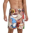 thumbnail image 2 of Wukai Gnomes Books Tea Cups Men’s Short Pajama Pants With Pockets Soft Sleep Pj Shorts for Men-, 2 of 6
