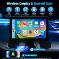 thumbnail image 4 of 7" Portable Wireless CarPlay Screen for Car – Apple CarPlay & Android Auto, HD Touch Screen Car Stereo, Bluetooth, GPS Navigation, Voice Control, Plug-and-Play with FM/AUX/Mirror Link (Black), 4 of 5