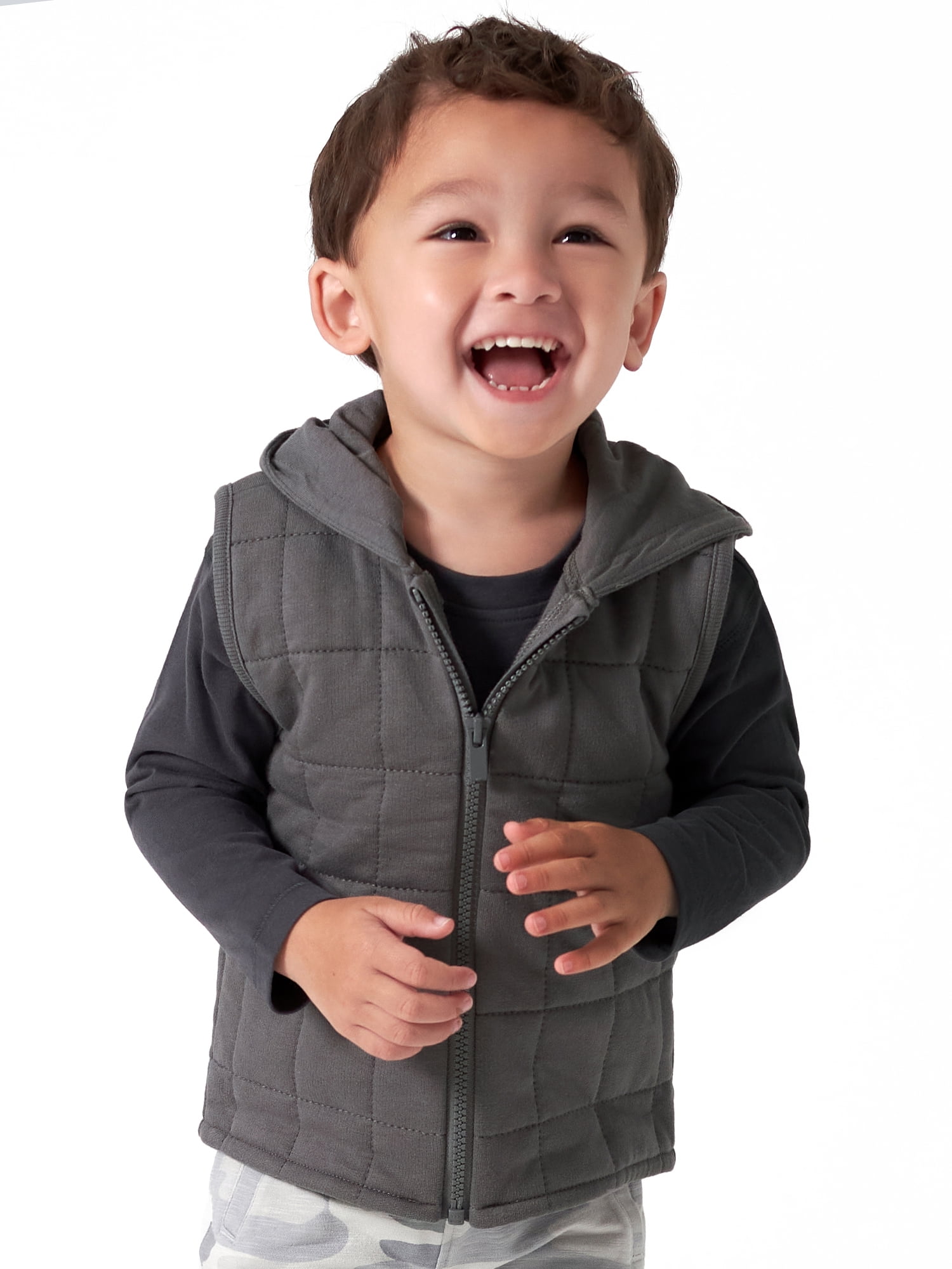 Modern Moments by Gerber Baby and Toddler Boy Quilted Hooded Zip Vest, Sizes 12M-5T