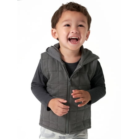 Modern Moments by Gerber Toddler Boy Quilted Hooded Zip Vest, Sizes 12M-5T