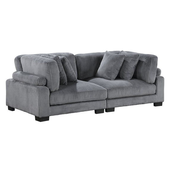 Lexicon Traverse Corduroy Love Seat in Gray